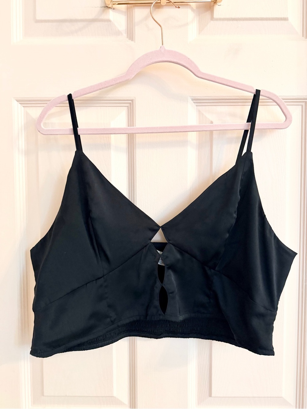Silky black American eagle crop top